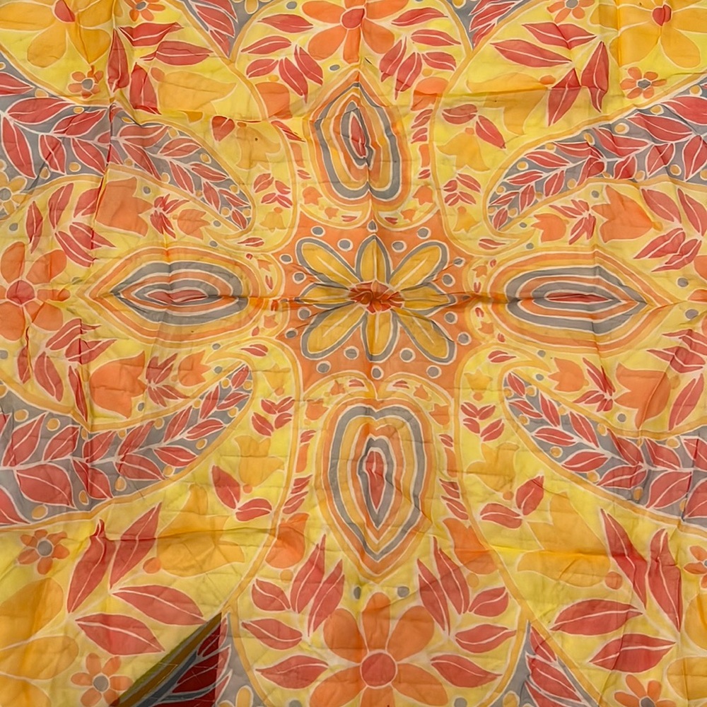 Vintage MCM Vera Neumann silk sheer ladybug floral square scarf 21”